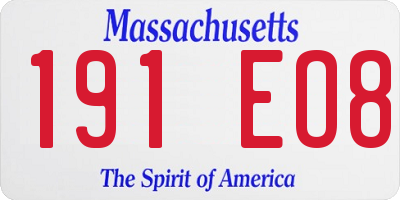 MA license plate 191EO8