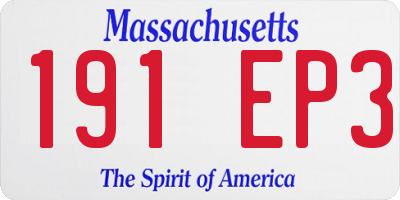 MA license plate 191EP3