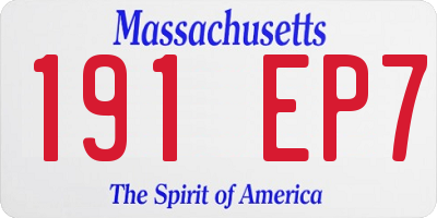 MA license plate 191EP7