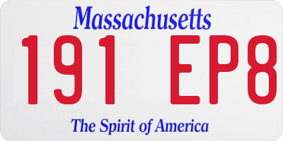 MA license plate 191EP8