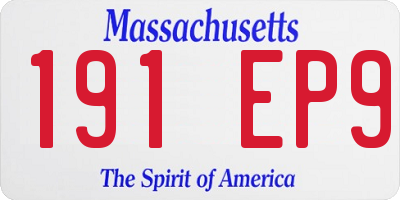 MA license plate 191EP9