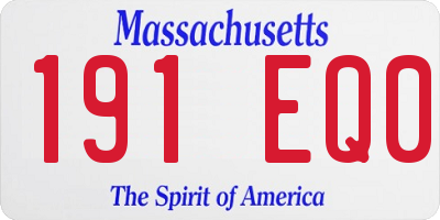 MA license plate 191EQ0