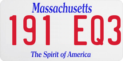 MA license plate 191EQ3