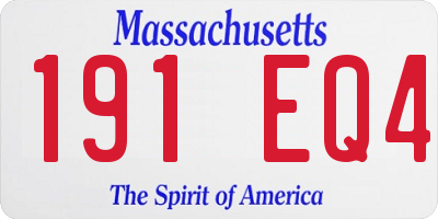 MA license plate 191EQ4