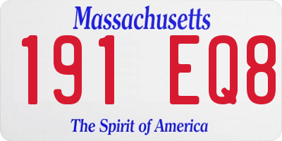 MA license plate 191EQ8
