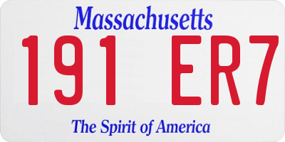 MA license plate 191ER7