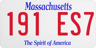 MA license plate 191ES7