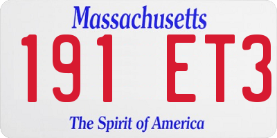 MA license plate 191ET3