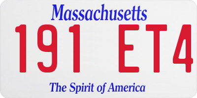 MA license plate 191ET4