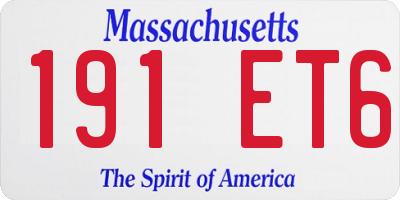 MA license plate 191ET6
