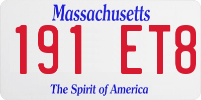 MA license plate 191ET8