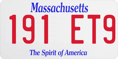 MA license plate 191ET9