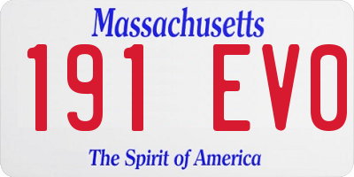 MA license plate 191EV0