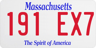 MA license plate 191EX7