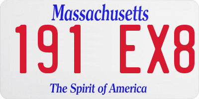 MA license plate 191EX8