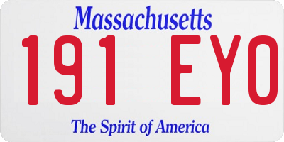 MA license plate 191EY0