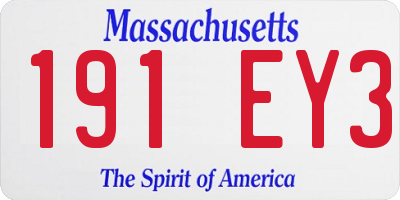 MA license plate 191EY3