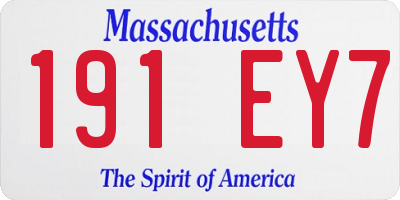 MA license plate 191EY7