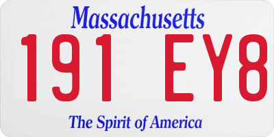 MA license plate 191EY8