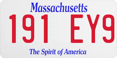 MA license plate 191EY9