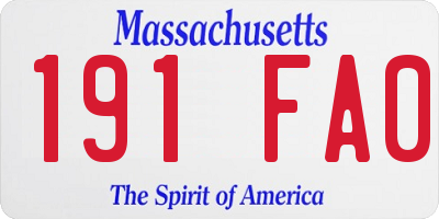 MA license plate 191FA0