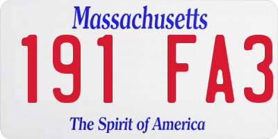 MA license plate 191FA3