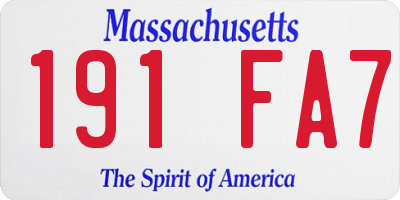 MA license plate 191FA7