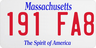 MA license plate 191FA8