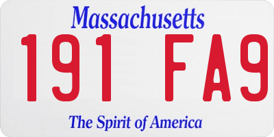 MA license plate 191FA9