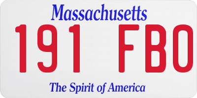 MA license plate 191FB0
