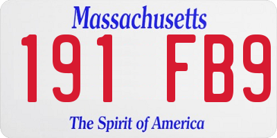 MA license plate 191FB9