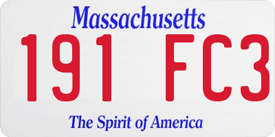 MA license plate 191FC3