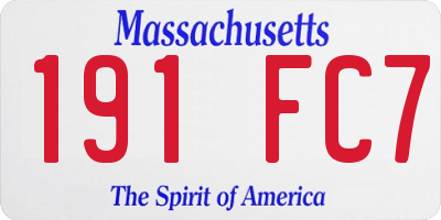 MA license plate 191FC7