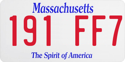 MA license plate 191FF7