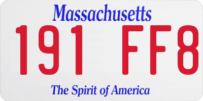 MA license plate 191FF8