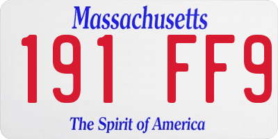 MA license plate 191FF9