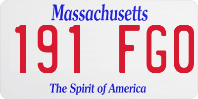 MA license plate 191FG0