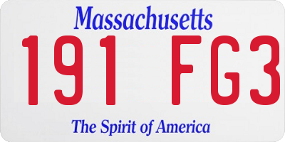 MA license plate 191FG3