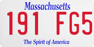 MA license plate 191FG5