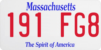 MA license plate 191FG8