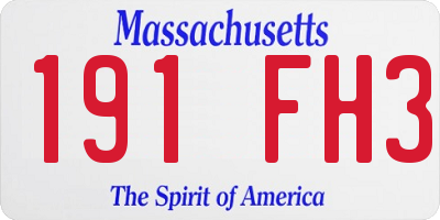 MA license plate 191FH3