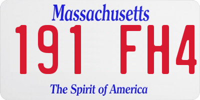 MA license plate 191FH4