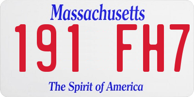 MA license plate 191FH7