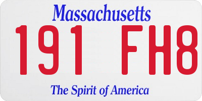 MA license plate 191FH8