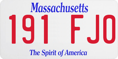 MA license plate 191FJ0