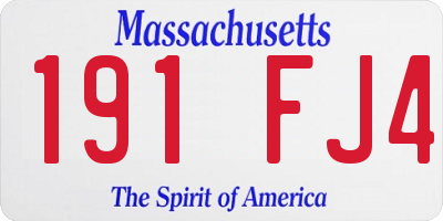 MA license plate 191FJ4