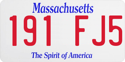 MA license plate 191FJ5