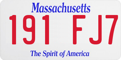 MA license plate 191FJ7