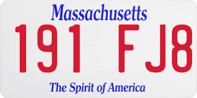 MA license plate 191FJ8