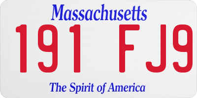 MA license plate 191FJ9